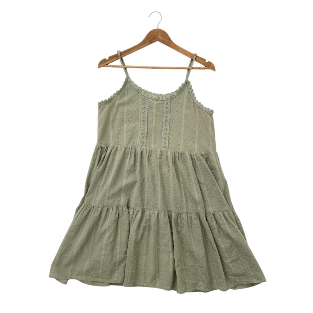Sweet Wanderer Light Green Sleeveless Tiered Dress